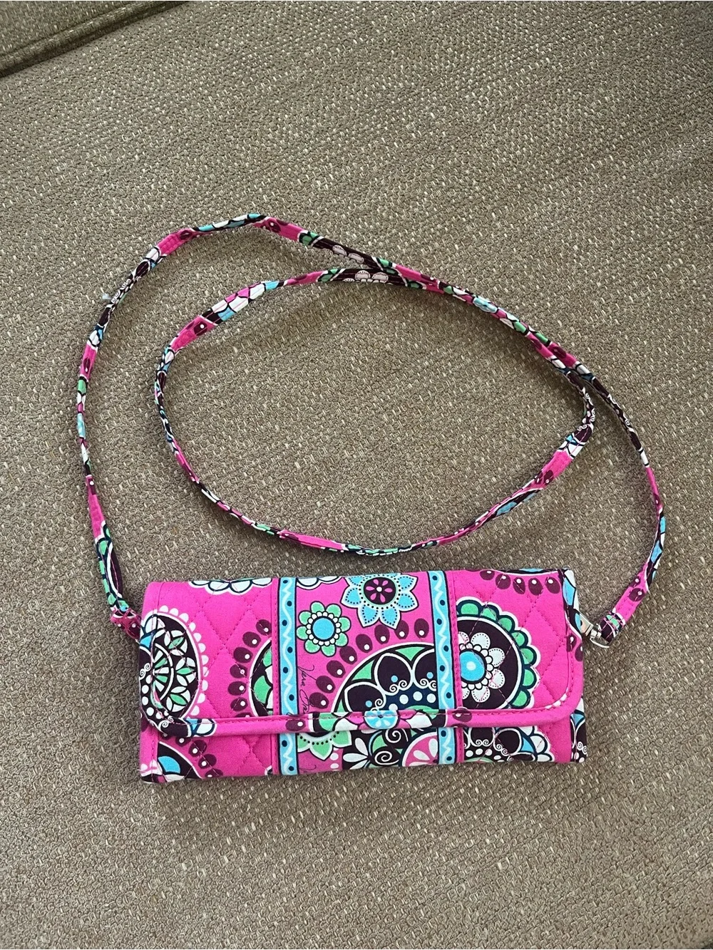 Vera Bradley Pink and White Patterned Wristlet Travel Wallet